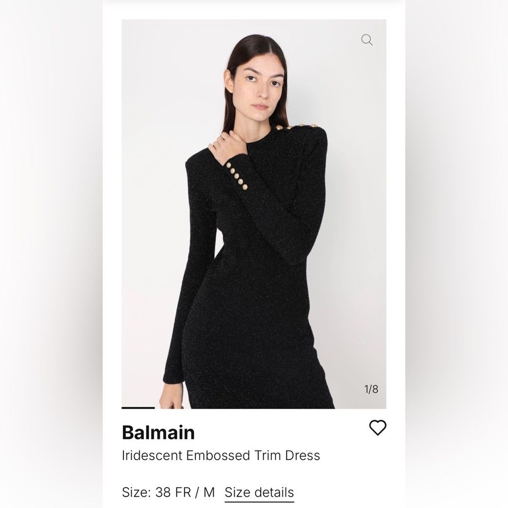 Balmain Shimmering Black Dress with Gold Accents bought off Net a Porter